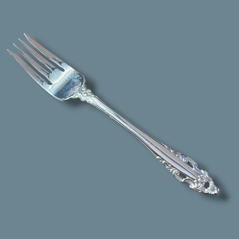 Gorham Stainless Steel Pierced Baroque 7.5in Dinner Fork Ornate Scroll